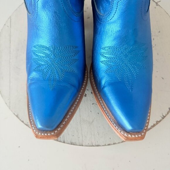 Lane SMOKESHOW Womens Cowboy Boots 6.5 Metallic Blue Western Cowgirl Mid Calf - Picture 6 of 11